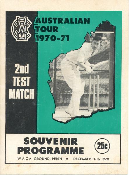 PROGRAMME, cricket, Australian Tour, 1970 - 1971