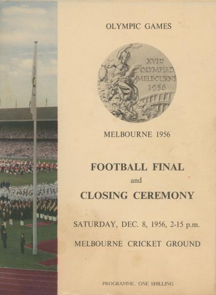 Programme, Closing Ceremony, 1956 Melbourne Olympic Games