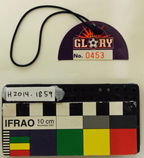 IDENTIFICATION TAG, soccer, plastic, Perth Glory, member, 1996 - 1997 season, #0453