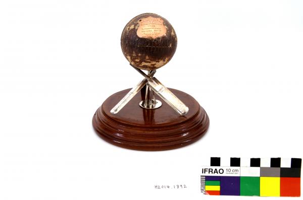 TROPHY, mounted cricket ball, H. Robinson, Albany inaugural match, 23 March 1912