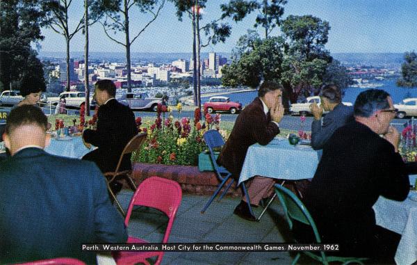 POSTCARD, Kings Park café, 'Host Cty for the Commonwealth Games', 1962
