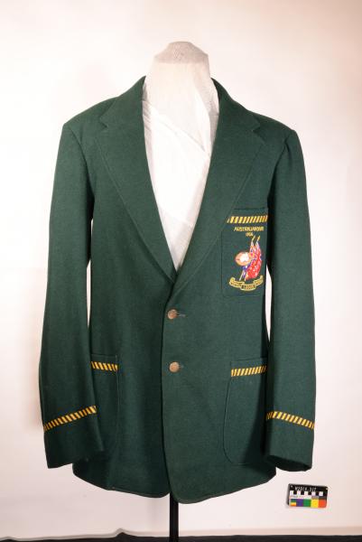 BLAZER, football, green wool, gold trim, 1956 All Australian Team, Graham 'Polly' Farmer