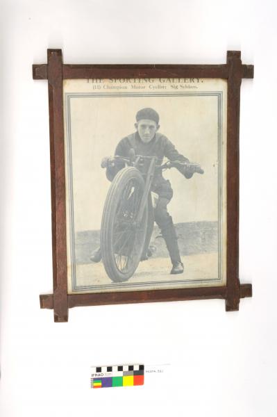 PRINT, framed, portrait, motorcycle racing, Sig Schlam, 1929 - 1930