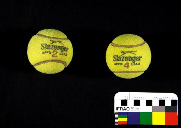 TENNIS BALLS, x2, 'Slazenger', Margaret Court, 1970s