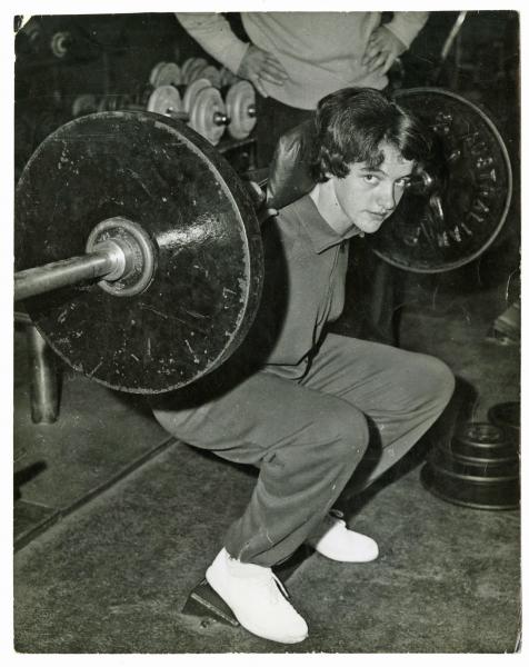 PHOTOGRAPH, tennis, b&w, Margaret Court, weightlifting, late 1950s - early 1960s
