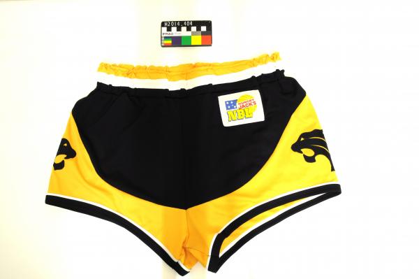 BASKETBALL SHORTS, NBL, Perth Wildcats, black with yellow trim, 1990s