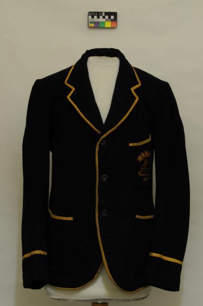 BLAZER, football, black wool with gold trim, W.A.F.N.L. Carnival, 1937