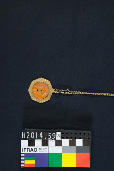 MEDAL, fencing, gold/orange, with chain, SFA Engala, B.Wasley, 1980