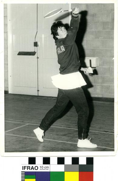 PHOTOGRAPH, b&w, badminton, portrait, Kay Terry, 1966