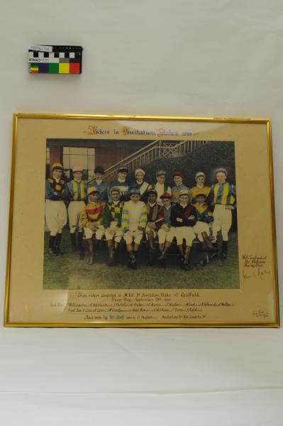 PHOTOGRAPH, framed, b&w hand coloured, horseracing, ‘3rd Invitation Caulfield Stakes 24 Sep 1953’, Frank Treen