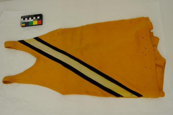 SWIM SUIT,  surf lifesaving, one-piece, yellow wool, Don Morrison