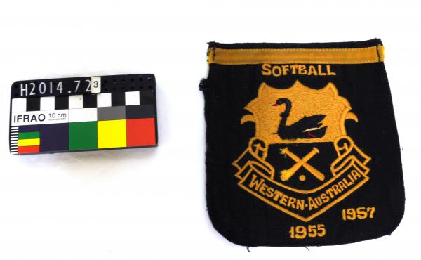 BLAZER POCKET,  softball, gold on black, Western Australia, 1955, 1957