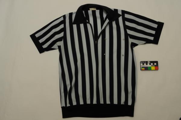 SHIRT, basketball, umpire,  blue striped