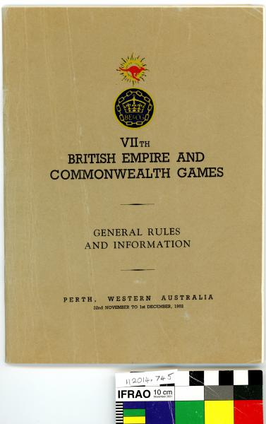 RULEBOOK, General Rules and Information, British Empire and Commonwealth Games, Perth, 1962