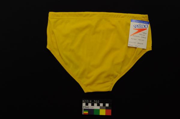 SWIMSUIT, male, Speedo, yellow nylon, Australian, 1964 Tokyo Olympic Games