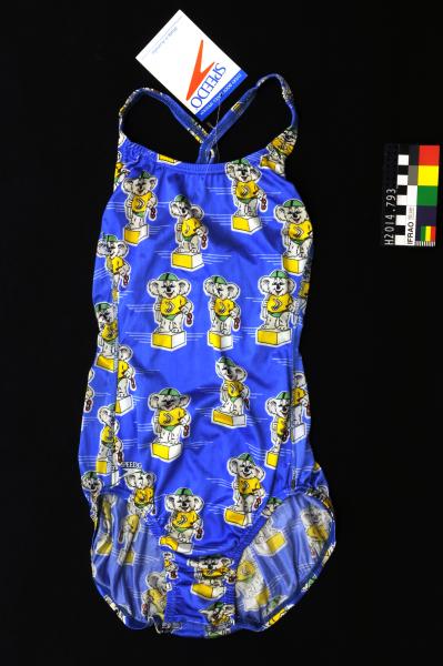 SWIMSUIT, female, Speedo, one-piece, merchandise, light blue, with Olympic Koala pattern, polyester, 1988 Seoul Olympic Games