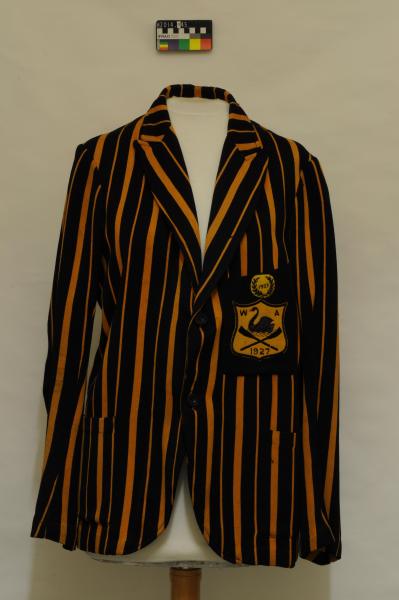 BLAZER, rowing, black and gold stripes, WA, 1927 Kings Cup