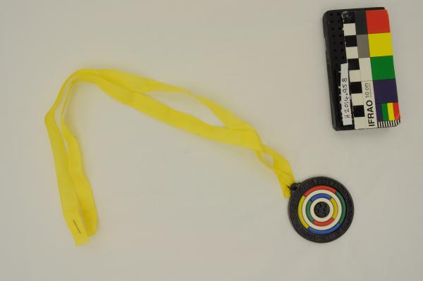 MEDAL, on yellow ribbon, round, bronze, enamelled, ‘SOUTH PACIFIC SHOOTING FEDERATION/ REGIONAL CHAMPIONSHIPS’, ‘300M/ OPEN’, ‘N.Z. 1984’