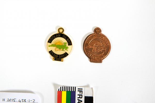 BADGE, pendant style, 'KOOLAN ISLAND/ CLUB (INC)/ 1983'