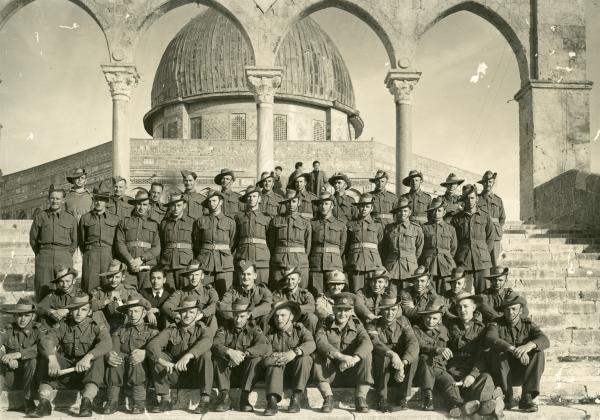 PHOTOGRAPH, WWII battalion, Mosque of Omar, Jerusalem