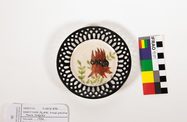 PLATE, hand-painted, Mavis Sedgley