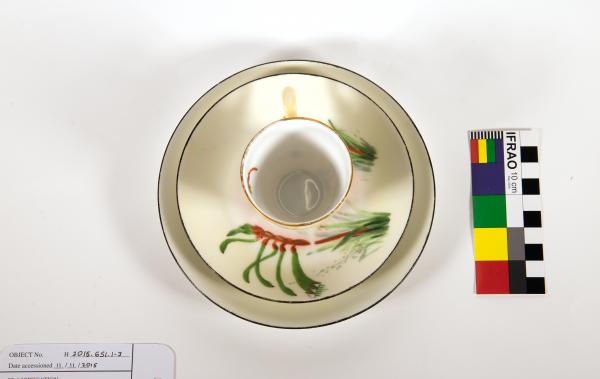 PLATE, SAUCER and TEACUP, hand painted by May Creeth and Kitty Drok