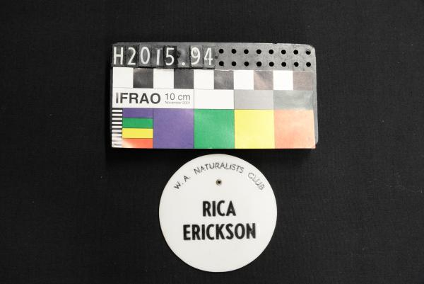 BADGE, Name, WA Naturalists Club ‘Rica Erickson’