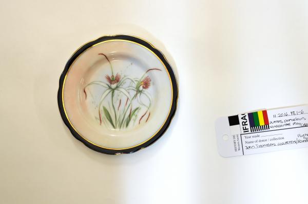 PLATES, set 6, porcelain, small, handpainted by May Creeth