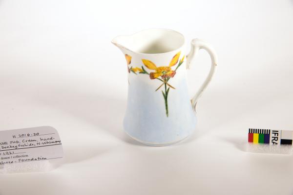 CREAM JUG, china, handpainted with Donkey Orchids, Nellie Whimpey