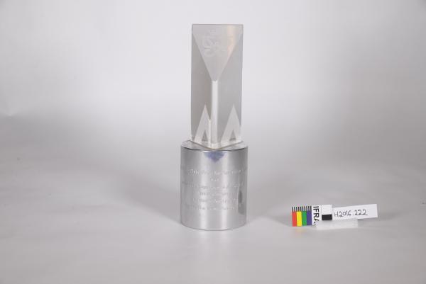 TROPHY, silver metal base, glass prism, 'PRINCE PHILIP PRIZE/ BEN LEXCEN'