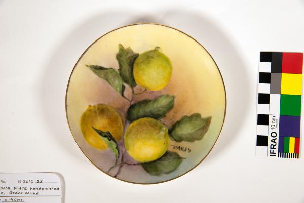 PLATE, small, handpainted with lemons by Grace Milne
