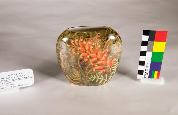 VASE, porcelain, handpainted with pygmy possum and grevillea by Lucy Bertilone