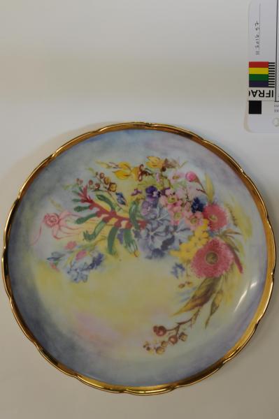 PLATE, handpainted with various WA wildflowers by Elsie Manning