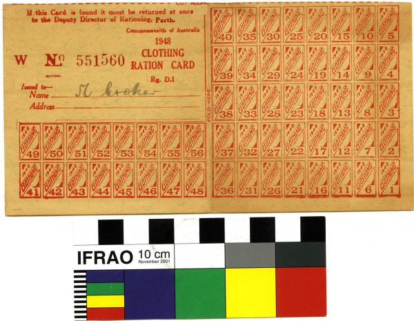 RATION CARD, clothing