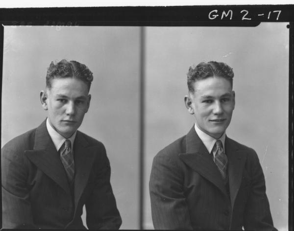 Two portrait poses of a man in suit, H/S, 'James'. Sixty Varden Street, Kalgoorlie.