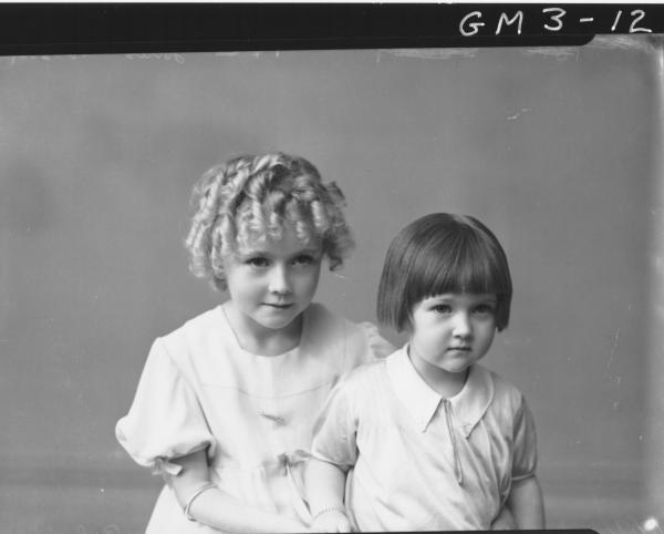 Portrait of two young girls, children H/S,'Jones'.