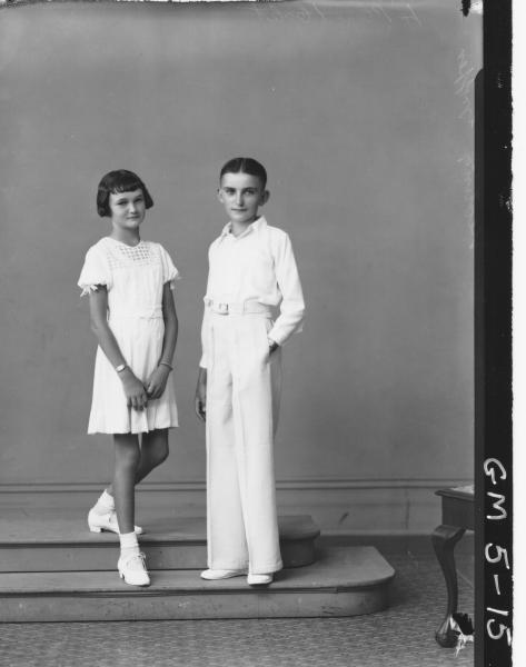 Portrait of young man and girl, F/L Griffin Keating.