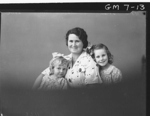 Portrait of woman and two children, H/S Lowe.