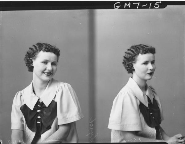 Two portrait poses of young woman, H/S Lynch.