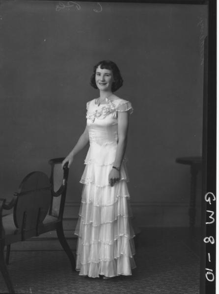 Portrait of woman in evening dress, F/L Kilberry.