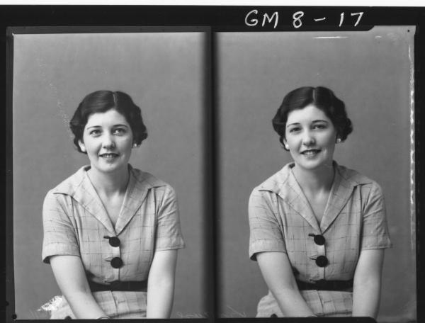 Two portrait poses of young woman, H/S Krause.