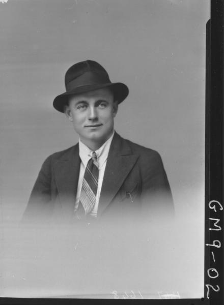 Portrait of man wearing hat, H/S Lewis.