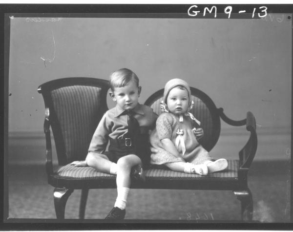 Portrait of two young children, Landers.