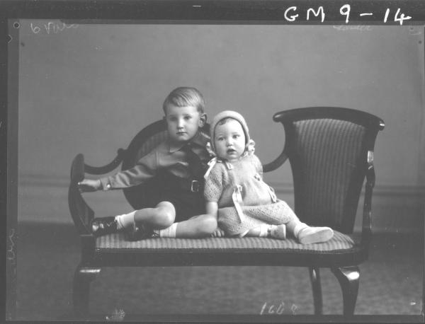 Portrait of two young children, Landers.