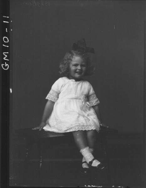 Portrait of young girl, F/L Bean.
