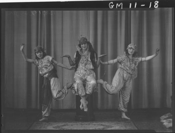 Portrait of three girls in Arab costume, F/L 'Barger'