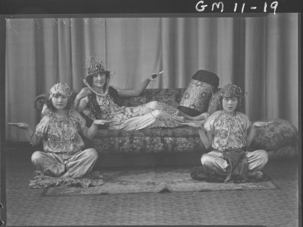 Portrait of three girls in Arab costume, F/L 'Barger'