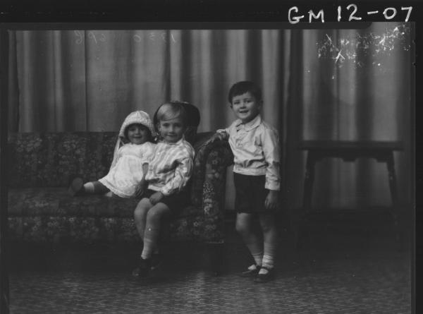 Portrait of three young children, 'Clarke'