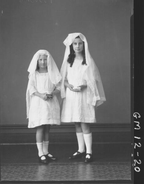 Portrait of two young girls in confermation dress, F/L 'Fitzgerald'