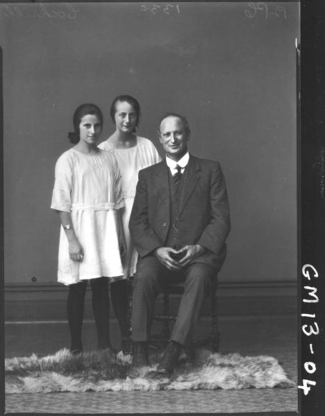 Portrait of two young girls and man, F/L 'Cockrill'